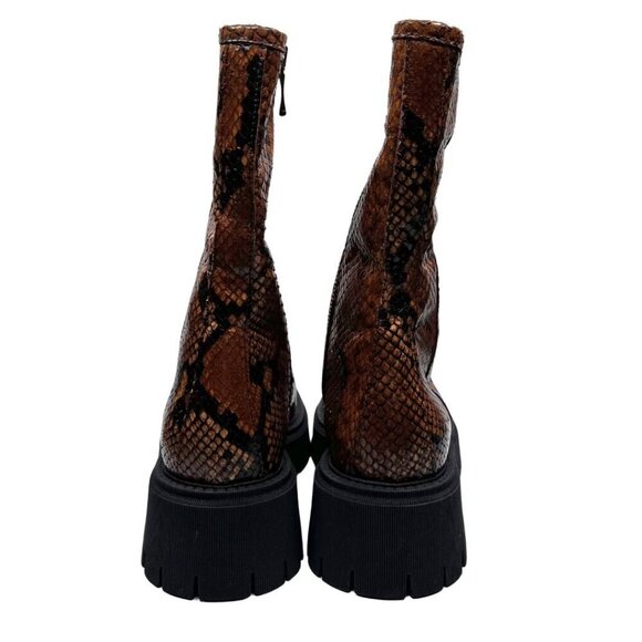 NWOT FREE PEOPLE MADISON BROWN SNAKESKIN PLATFORM LOAFER BOOTS - 37 (7) - Picture 4 of 13